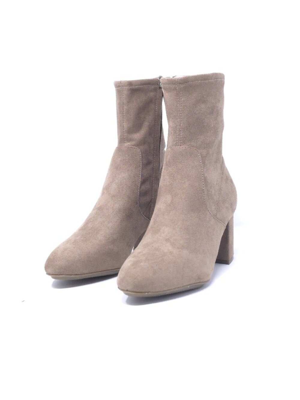 Anne Klein Women's Bayrose Faux Suede Ankle Boots Truffle 8.5M Block Heel New